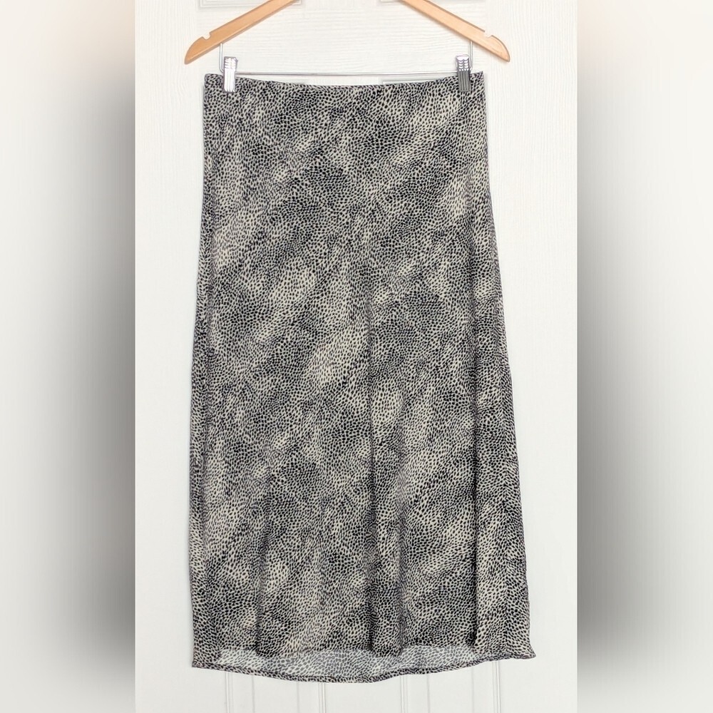 Rachel Zoe Women's (Size 6) Black & Cream Animal Print Pencil Midi Skirt